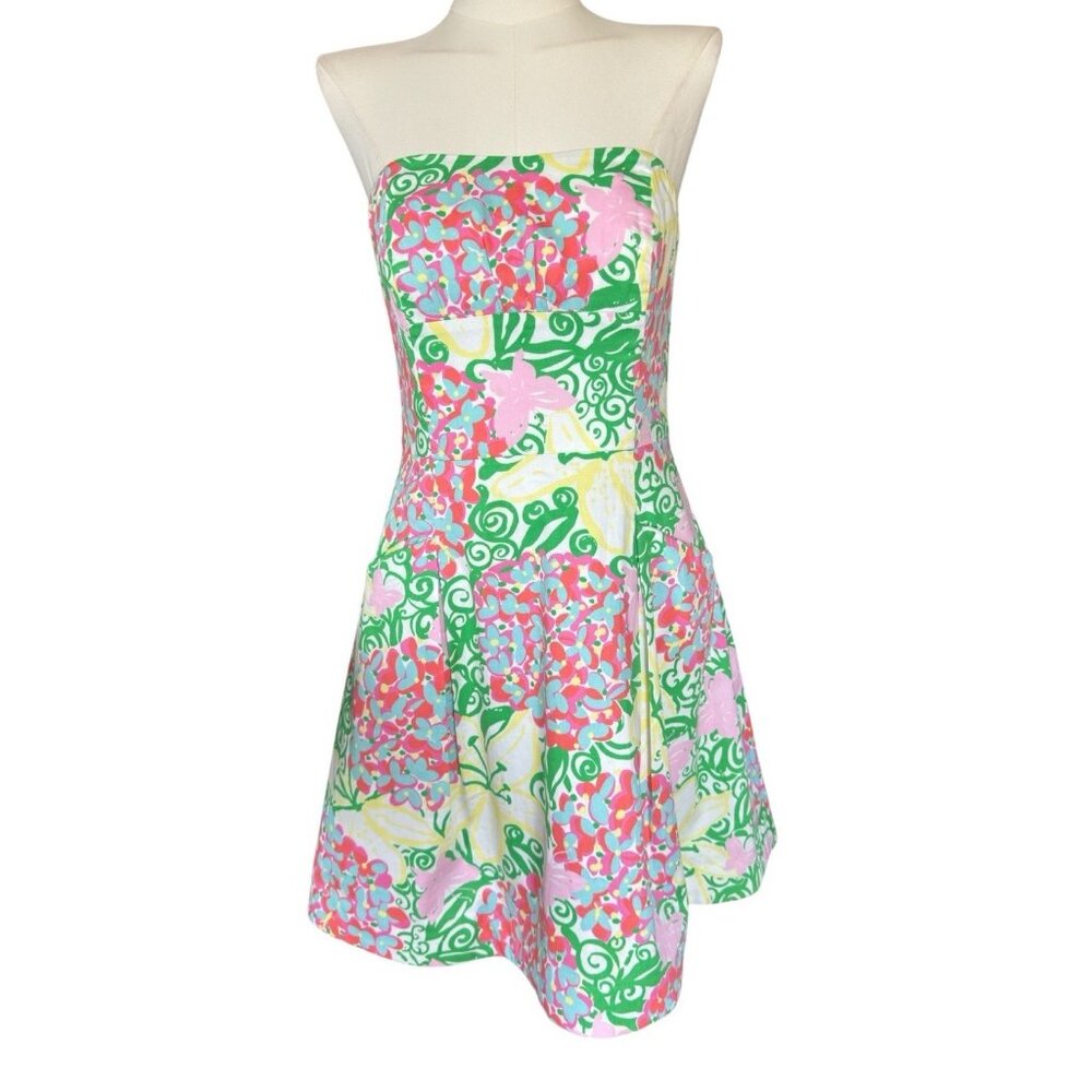 Lilly Pulitzer Mariposa Multicolored Strapless Fit & Flare Sundress Sz 4